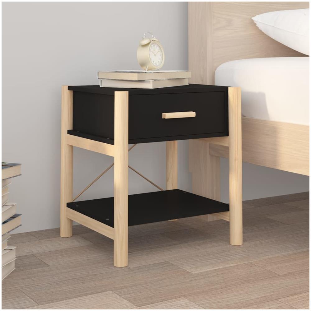 Tavolini da Letto 2pz Nero 42x38x45 cm in Legno Multistrato - Foto 3