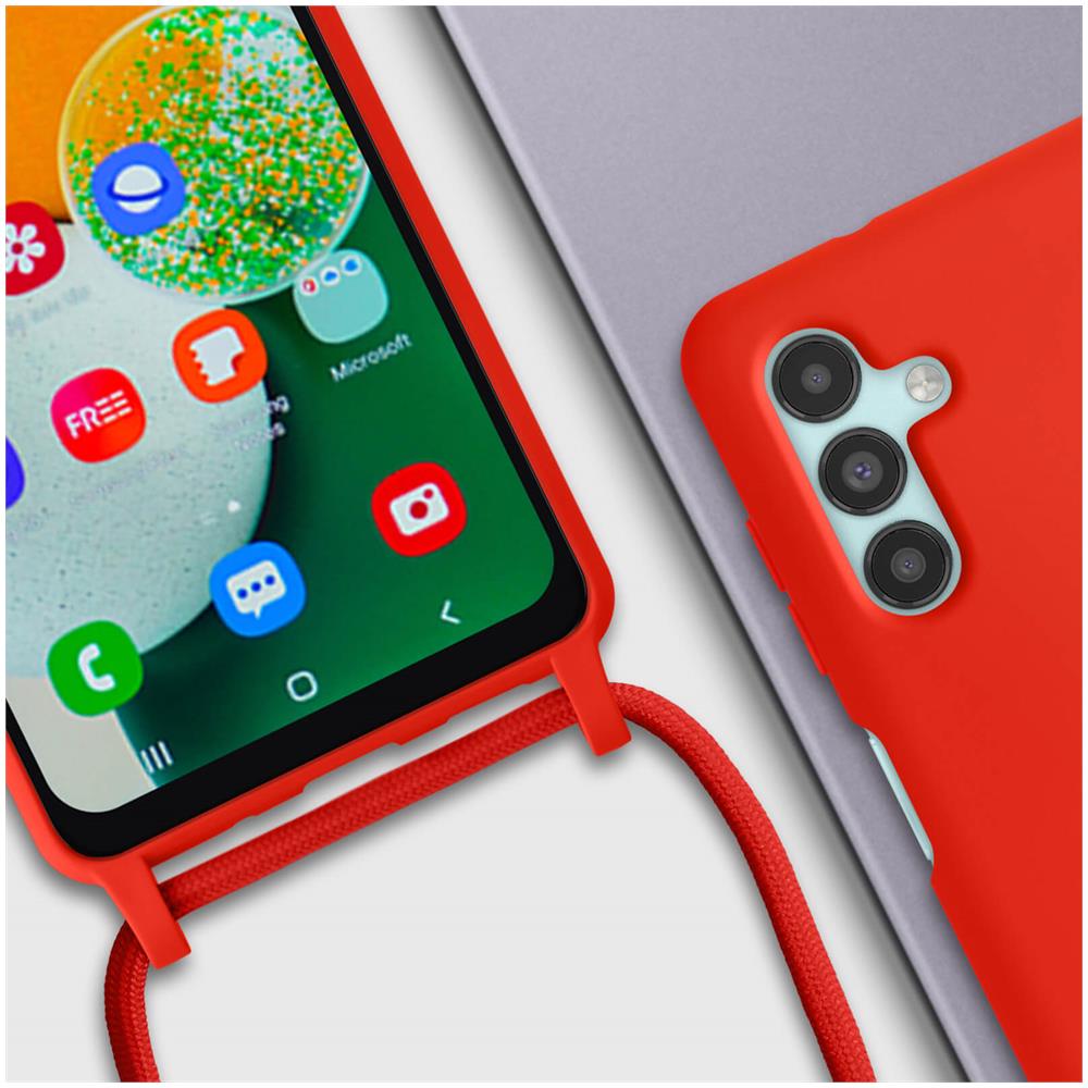 Cover Semirigida Per Samsung A04s / A13 5g Cordino Nylon Intrecciato 80 Cm Rossa - Foto 2