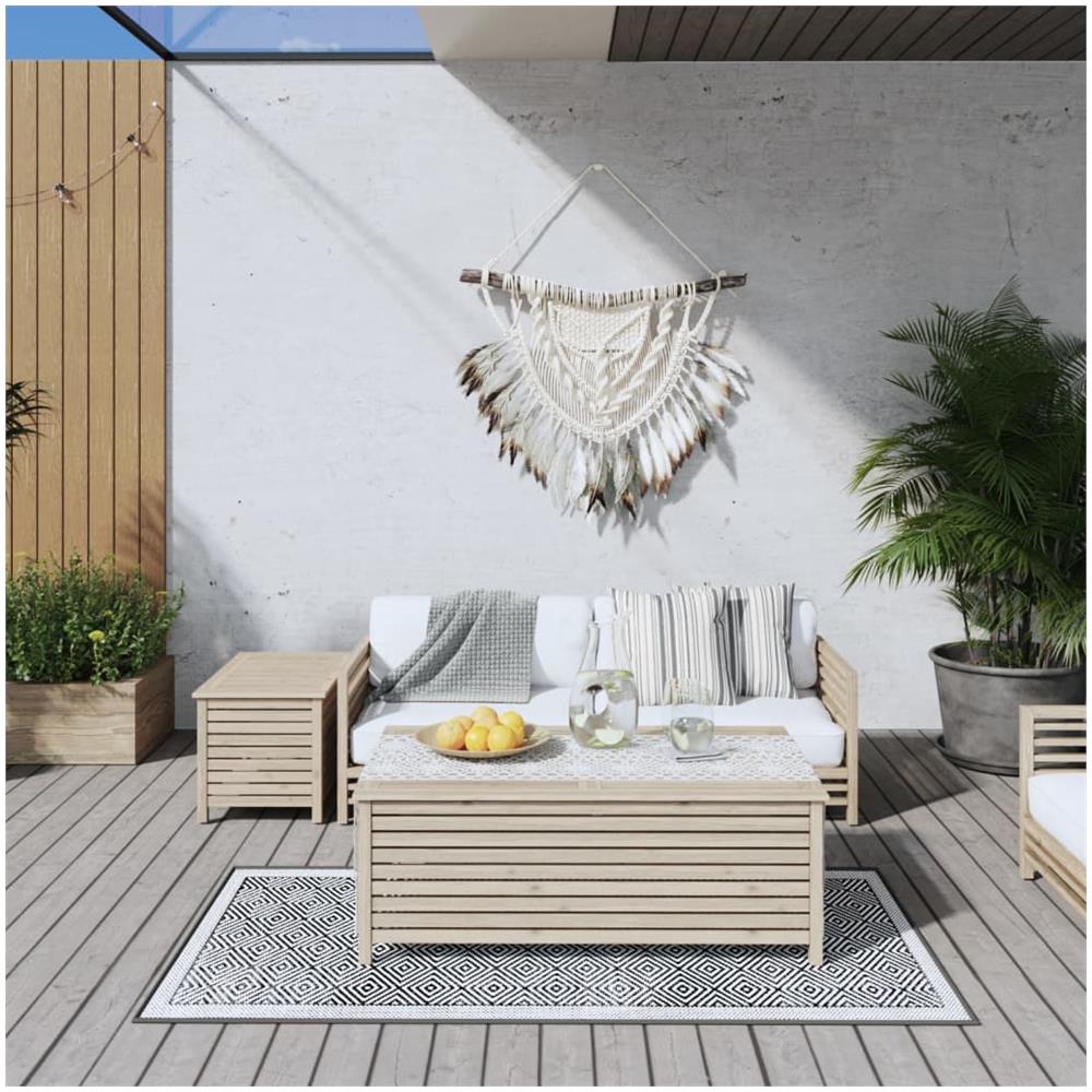 Tappeto Da Esterno Grigio E Bianco 80x150 Cm Design Reversibile - Foto 1