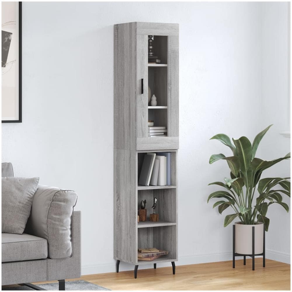 Credenza Grigio Sonoma 34,5x34x180 Cm In Legno Multistrato - Foto 1