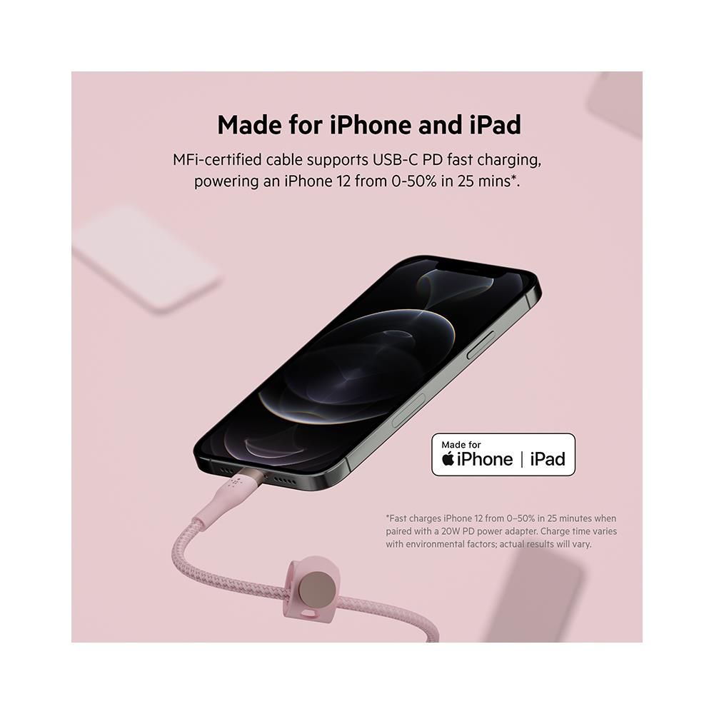 Cavo BoostCharge Pro Flex USB-C con cavo Lightning 1M Rosa - Foto 2