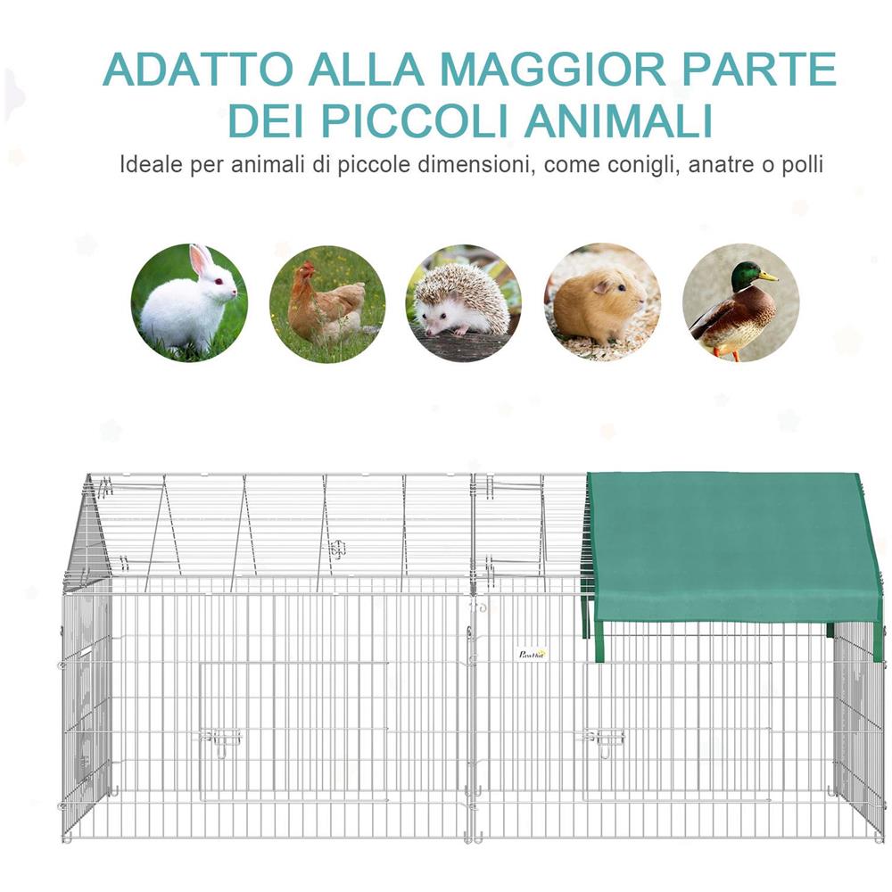 Recinto per Animali con Telo di Copertura in Acciaio con Porte, 220x103x103cm - Foto 6