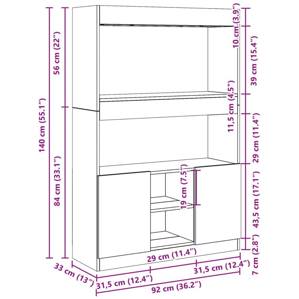 Credenza Bianca 92x33x140 cm in Truciolato - Foto 10