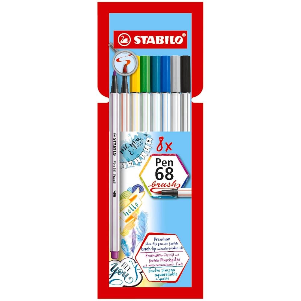 Pen 68 brush - Pennarello Premium con punta a pennello - Astuccio da 8 - con 8 colori assortiti - Foto 1