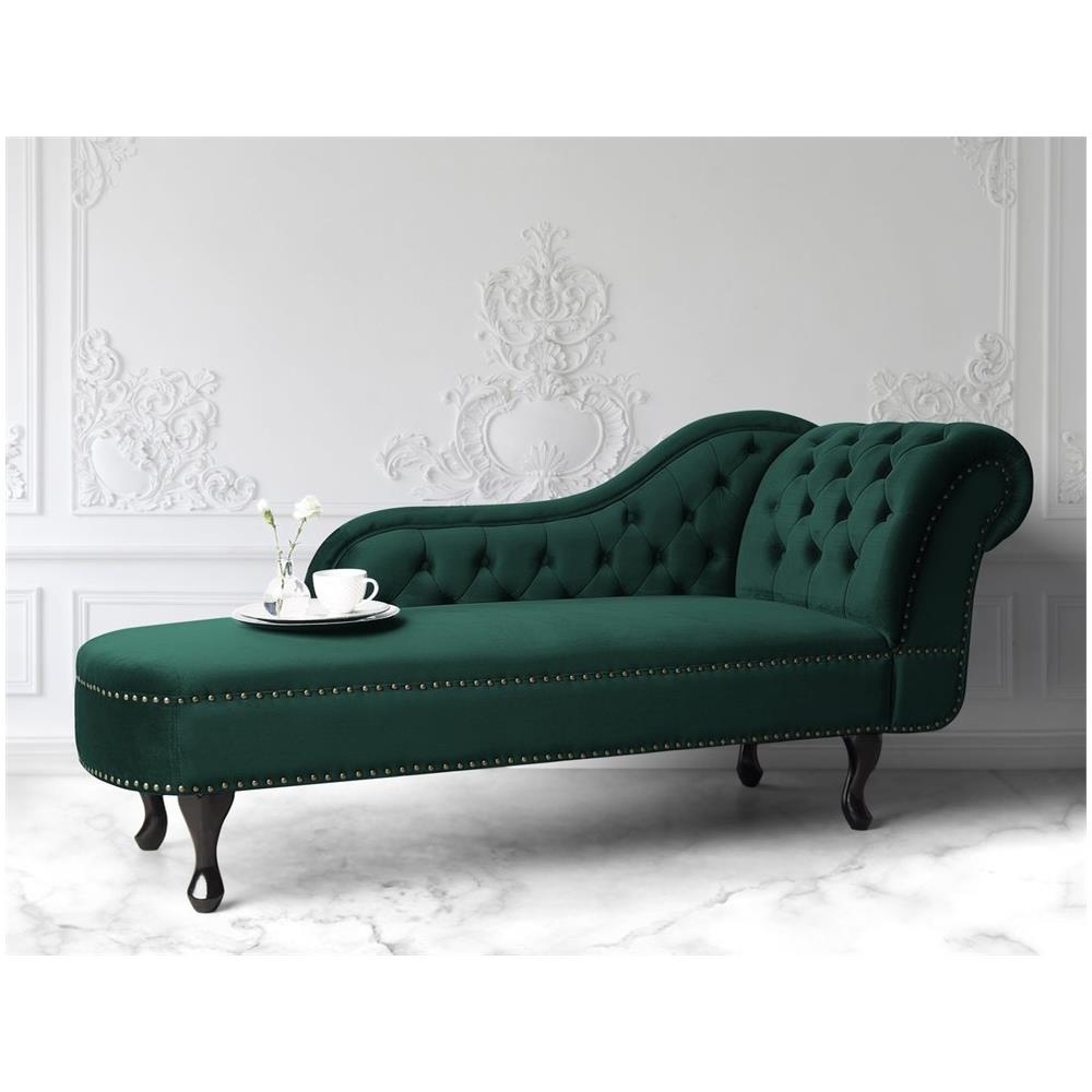 Chaise Longue Destra In Velluto Verde Nimes - Foto 2