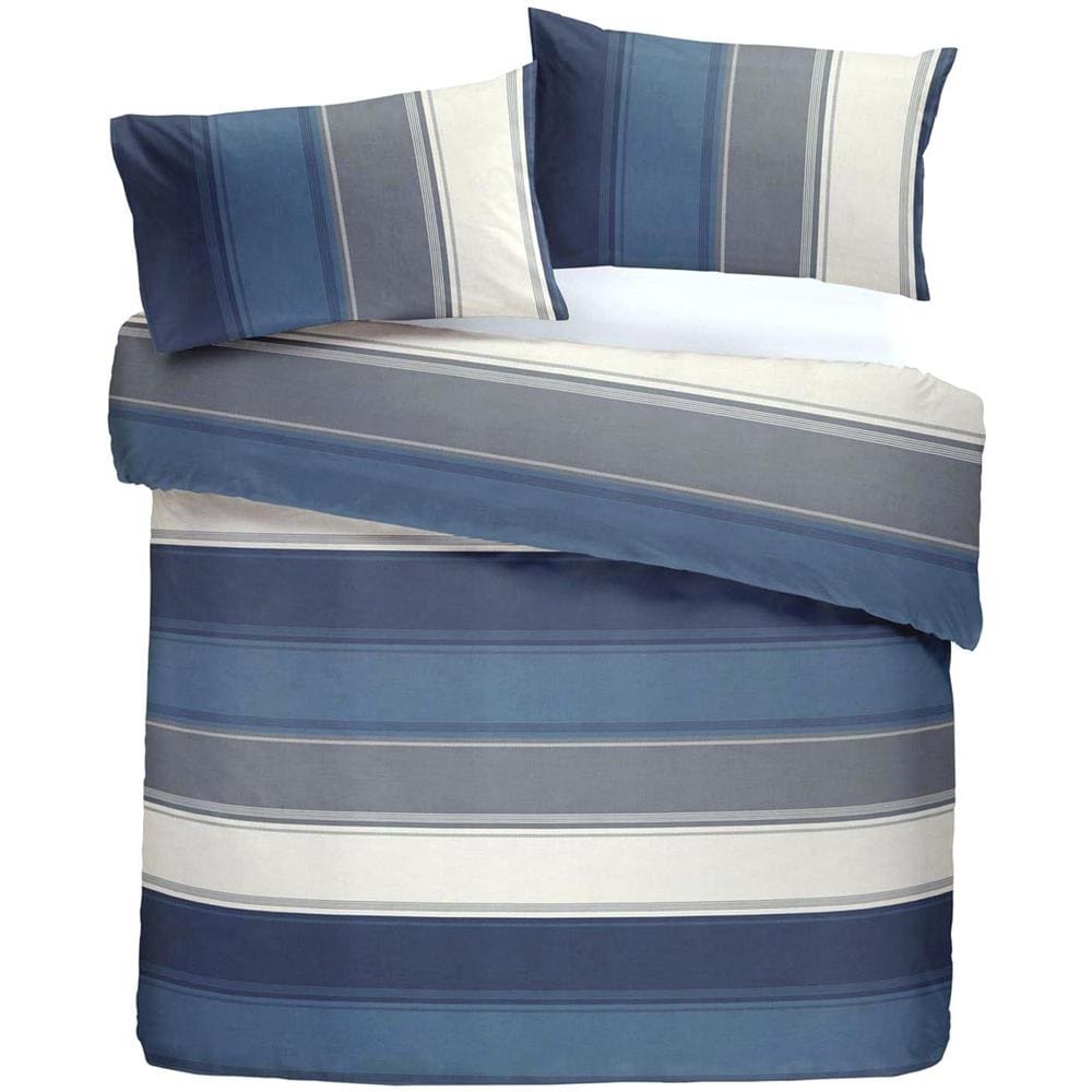 'betley' Classic Wide Stripe Set Copripiumino, Poliestere, Blu, Super-king - Foto 1