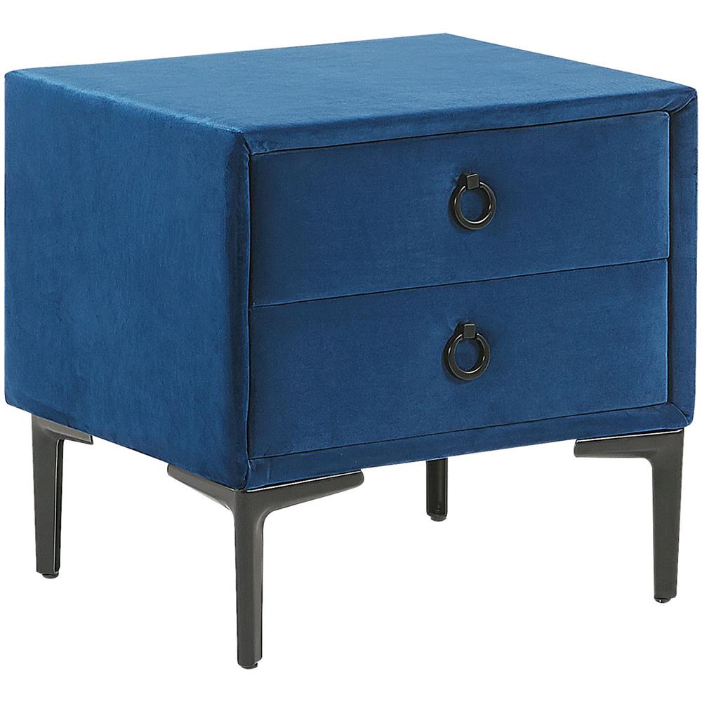 Comodino Con 2 Cassetti In Velluto Blu Sezanne - Foto 1