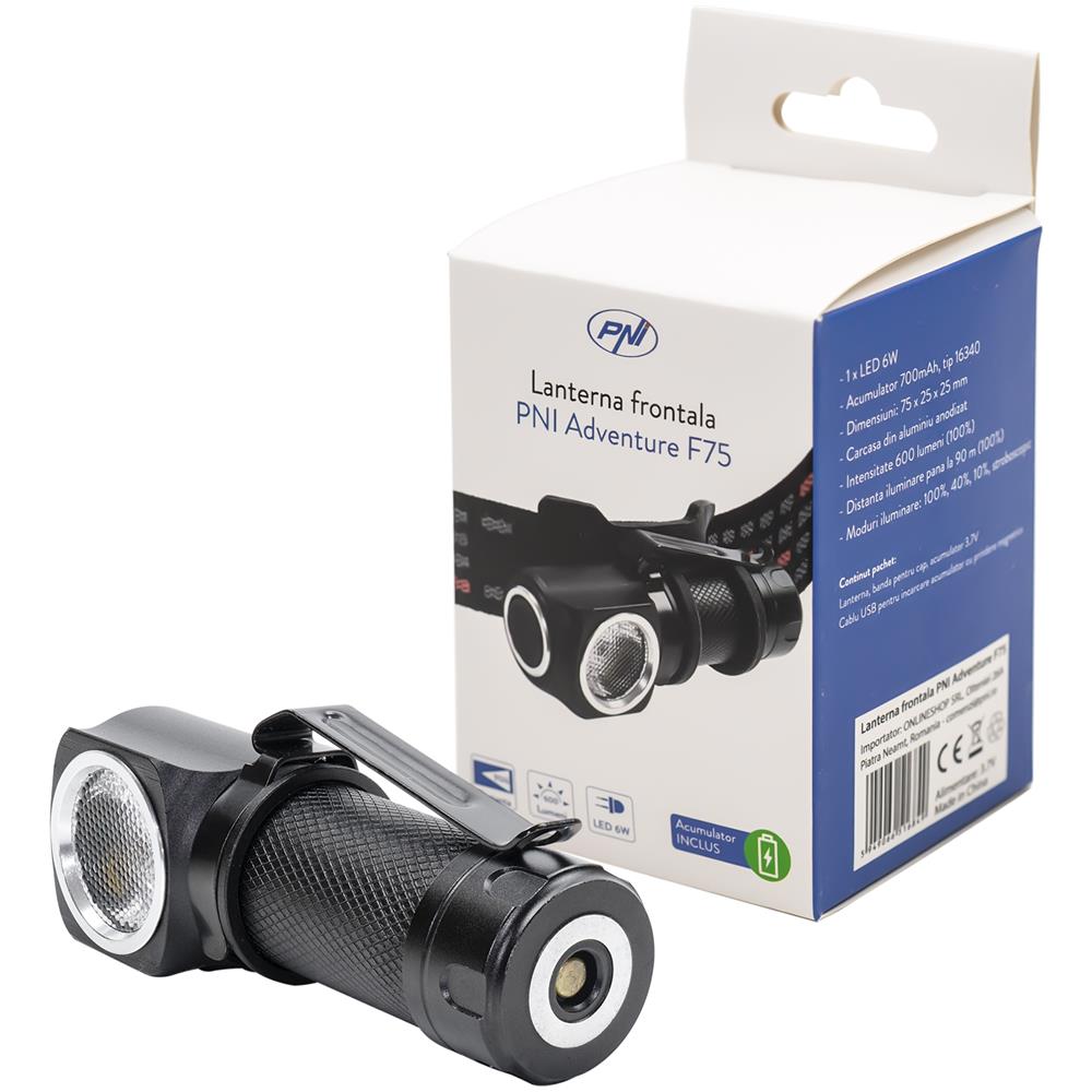 Lanterna Frontale Adventure F75 Con 6w, Led Da 600 Lm, Alluminio, Con Batteria E Caricatore Magnetico Usb - Foto 1