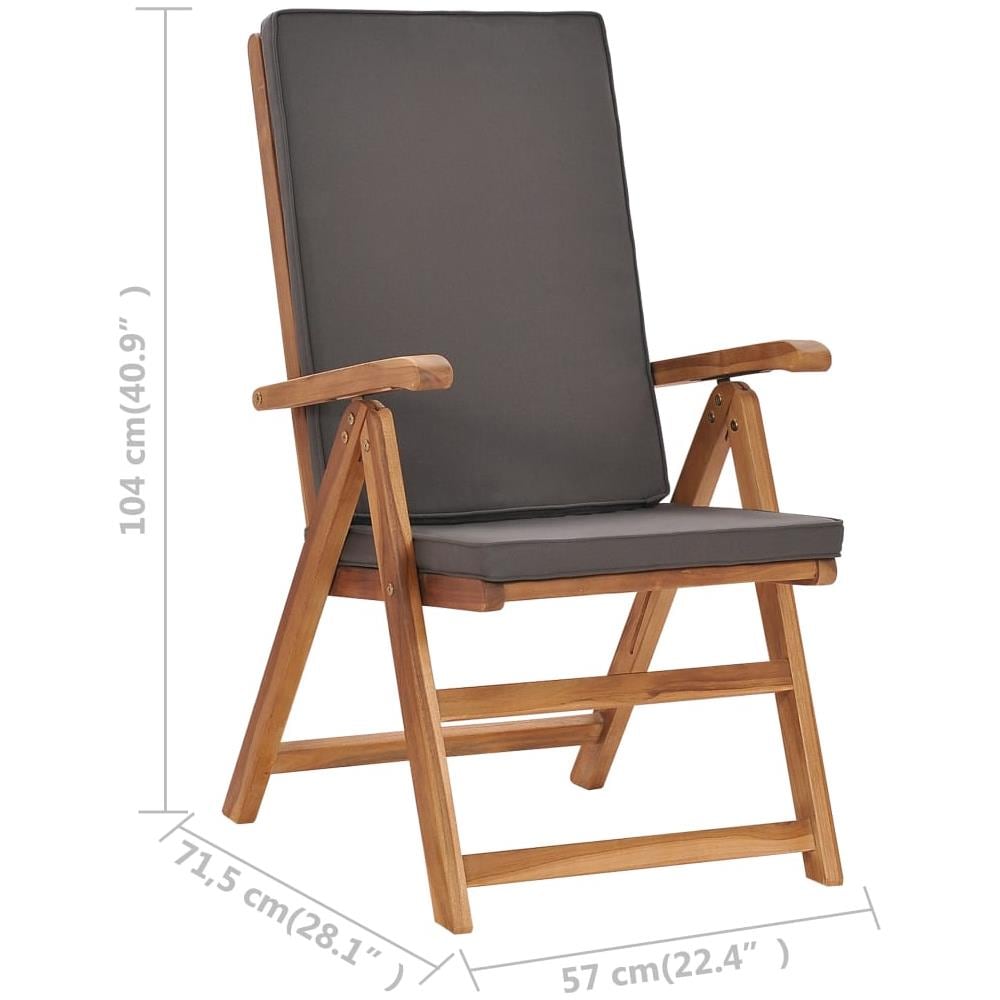 Sedie da Giardino con Cuscini 2 pz Legno di Teak Grigio - Foto 8