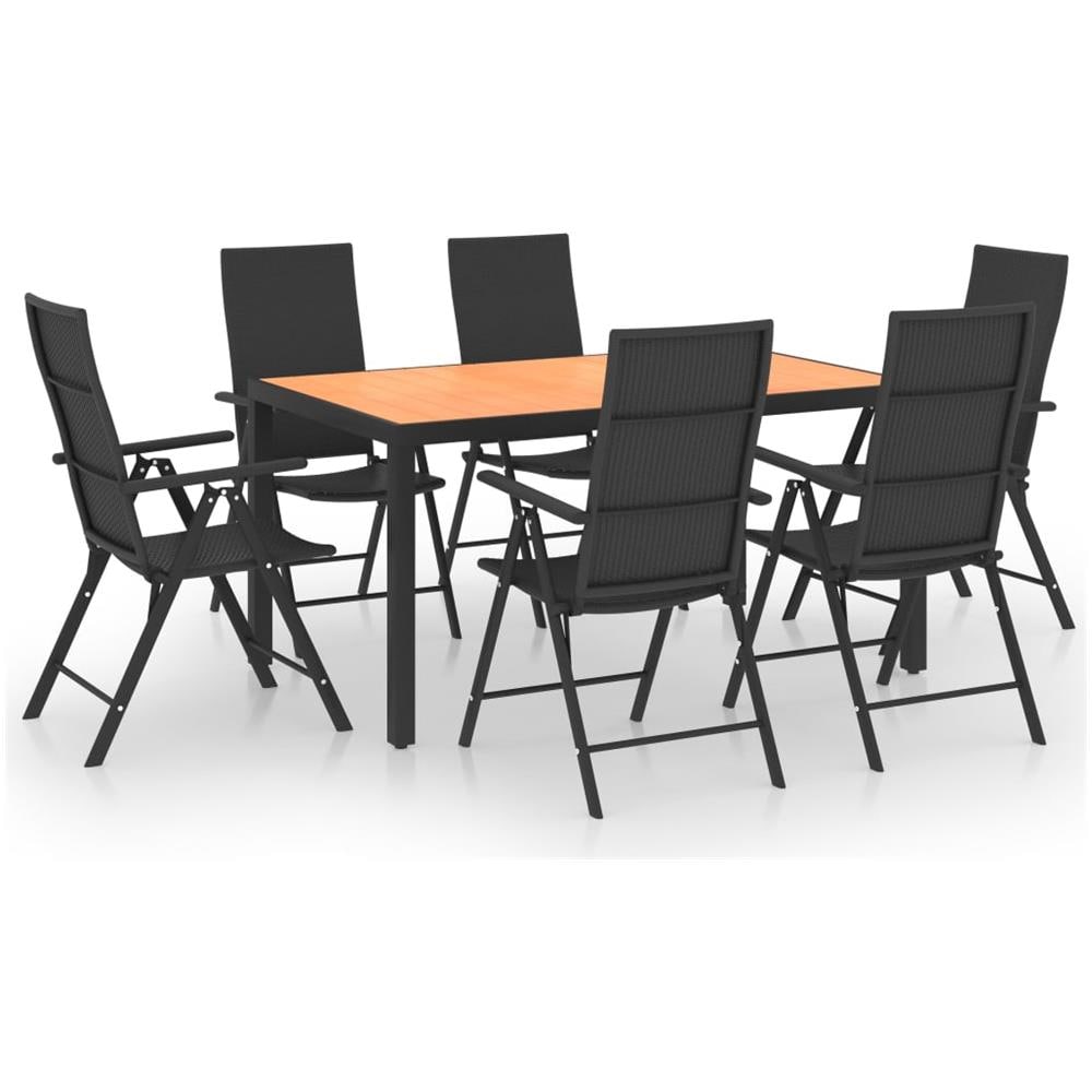 Set Da Pranzo Da Giardino 7 Pz Nero E Marrone - Foto 1