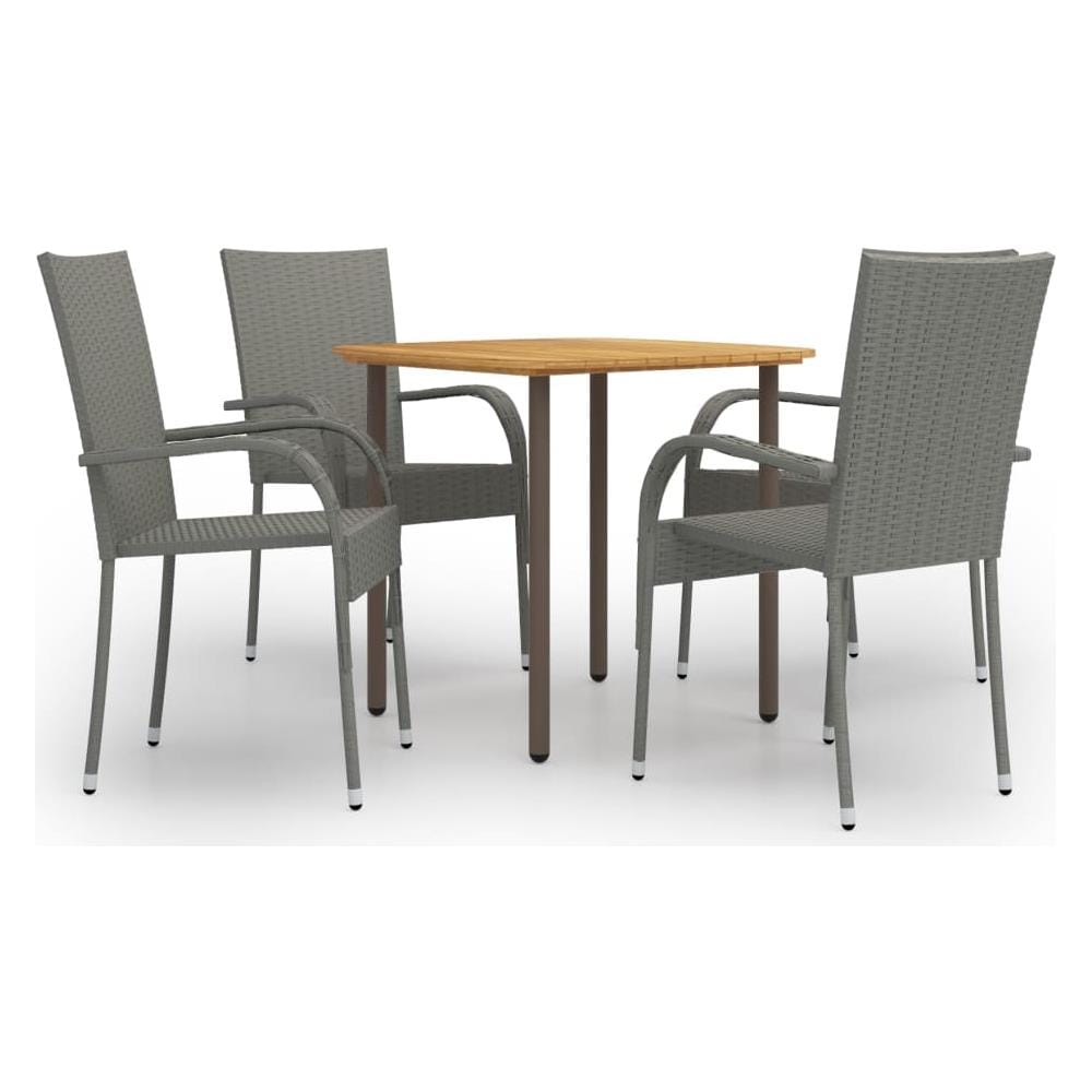 Set Mobili Da Pranzo Giardino 5 Pz In Polyrattan Grigio - Foto 1