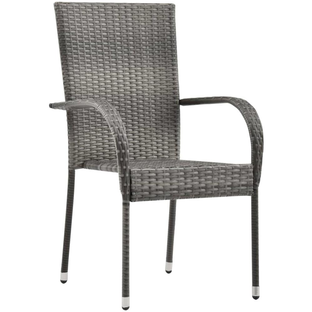 Set Mobili Da Pranzo Giardino 5 Pz In Polyrattan Grigio - Foto 2