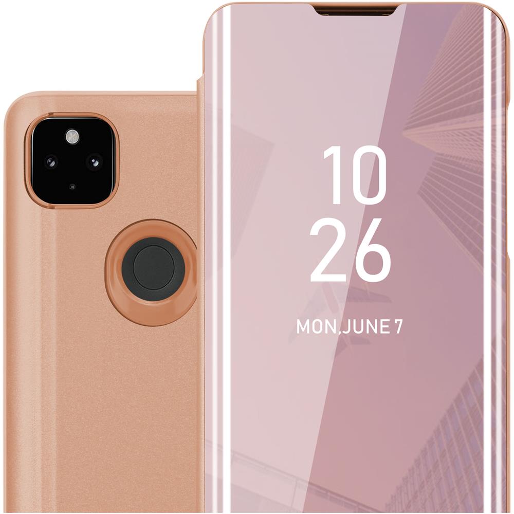 Custodia Compatibile Con Google Pixel 4a In Kunzit Rosa - Clear View Specchio Coperchio Protettivo Con Funzione Di Supporto Protezione A 360 Gradi - Foto 1