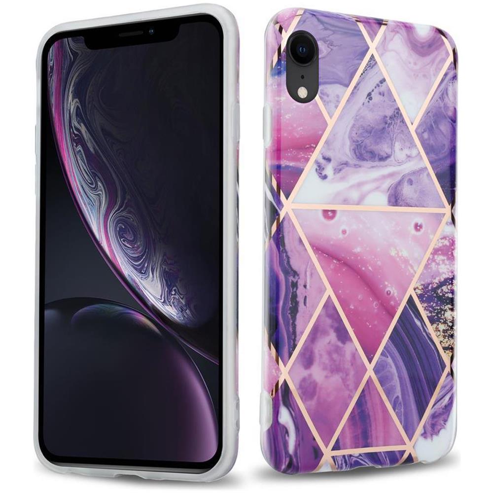 Custodia Compatibile Con Apple Iphone Xr In Marmo Viola Onda No. 14 - Coperchio Protettivo In Silicone Tpu Con Motivo A Mosaico - Foto 1