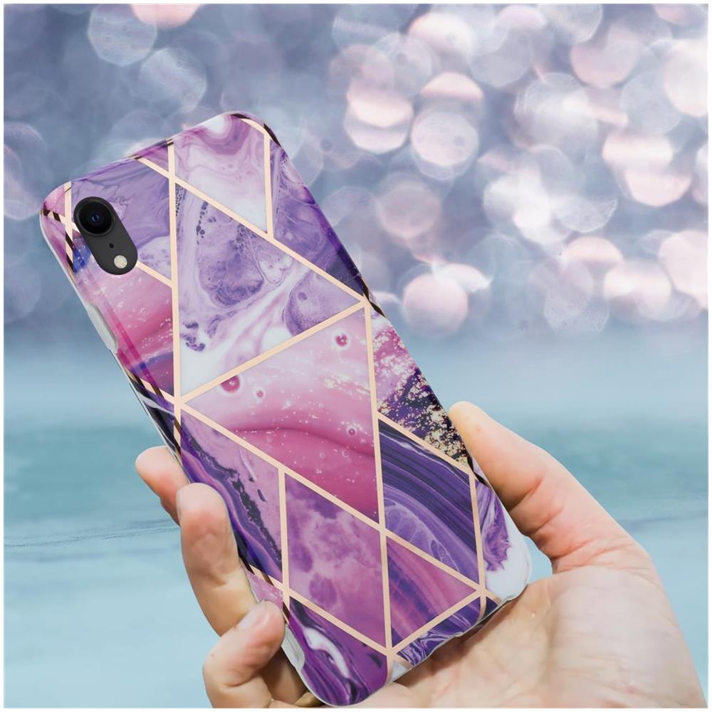 Custodia Compatibile Con Apple Iphone Xr In Marmo Viola Onda No. 14 - Coperchio Protettivo In Silicone Tpu Con Motivo A Mosaico - Foto 8
