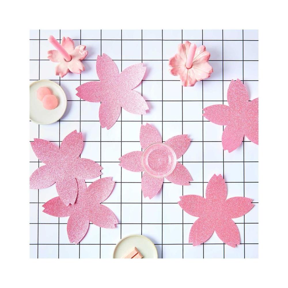 6 Sottobicchieri Grandi Fiore Di Ciliegio, Rosa - Foto 2