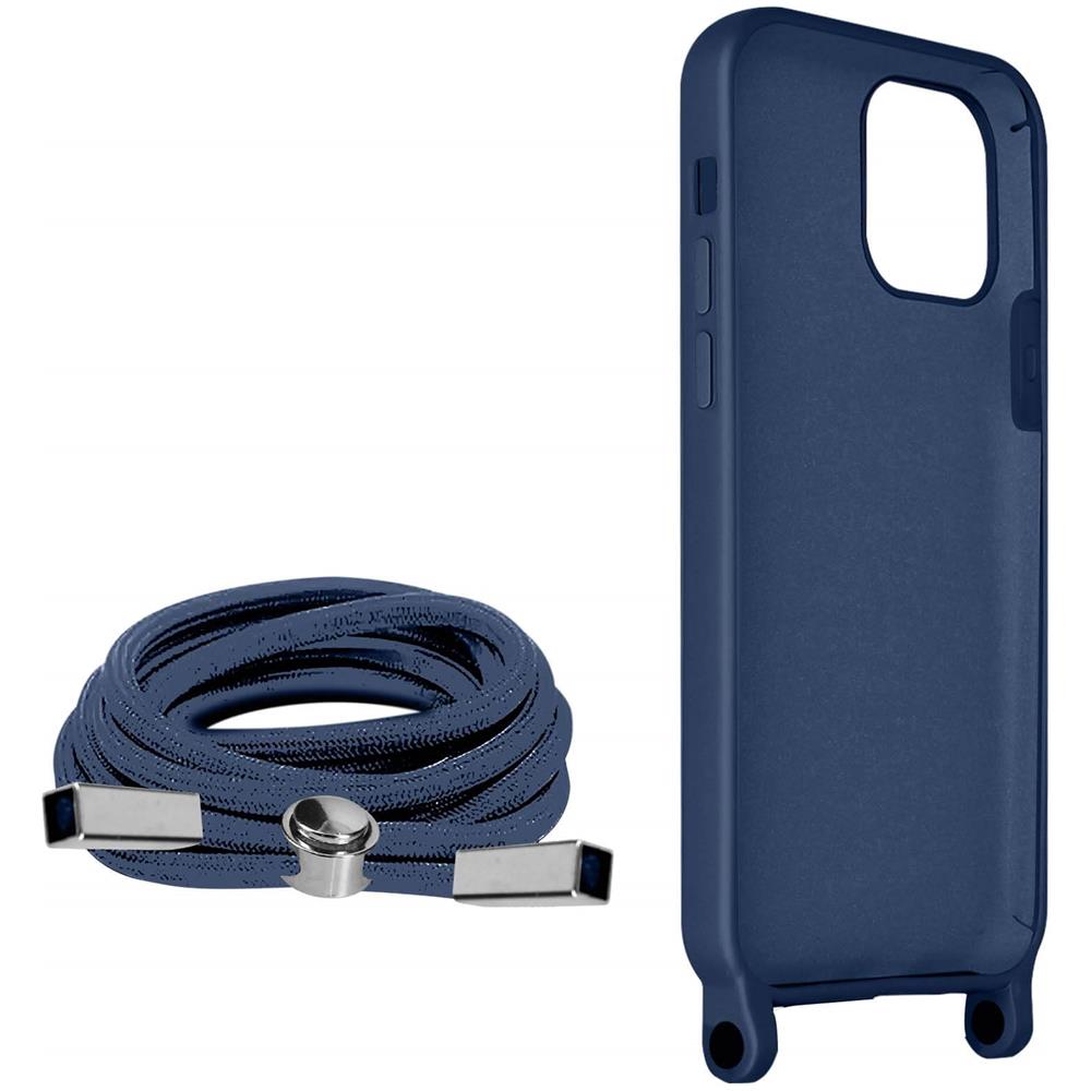 Cover Semirigida Per Iphone 12 Pro Max Cordino Nylon Intrecciato 80 Cm Blu - Foto 2