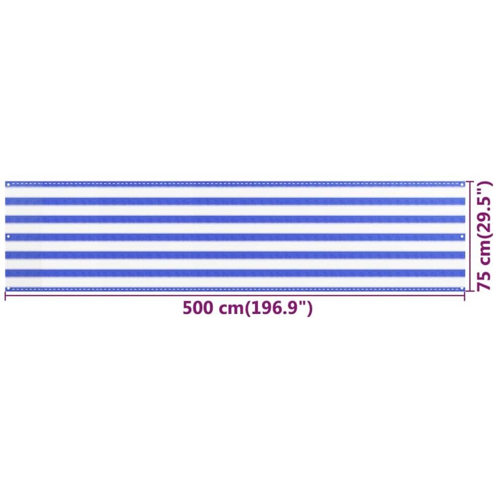 Paravento Da Balcone Blu E Bianco 75x500 Cm In Hdpe - Foto 5