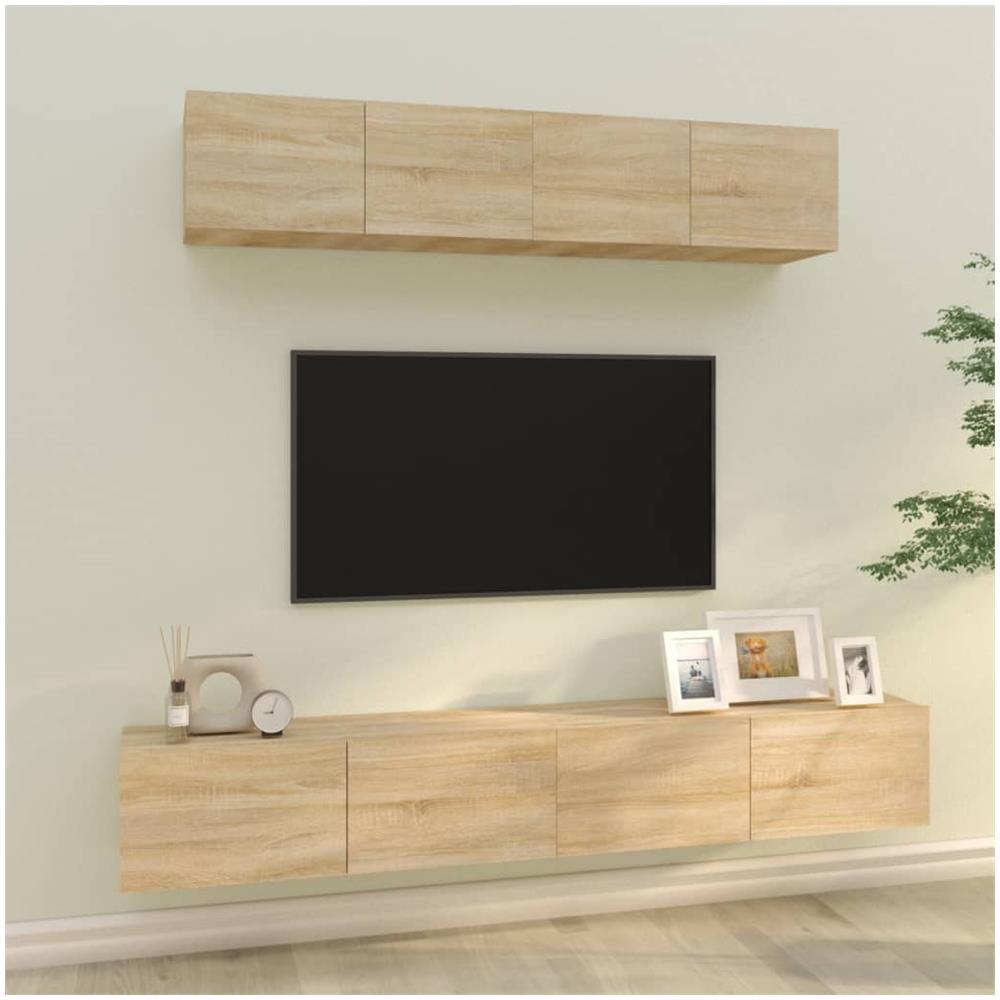 Set Di Mobili Porta Tv 4 Pz Rovere Sonoma In Legno Multistrato - Foto 1