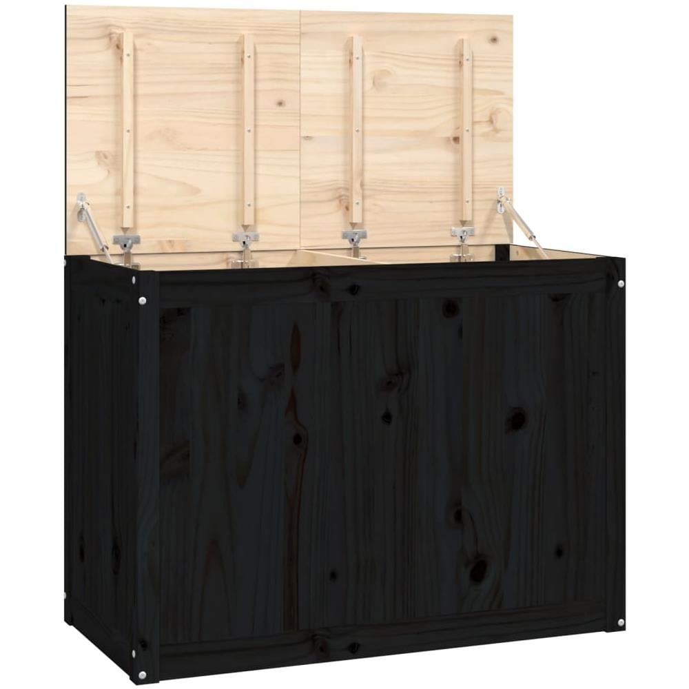 Contenitore Per Bucato Nero 88,5x44x66 Cm Legno Massello Pino - Foto 2