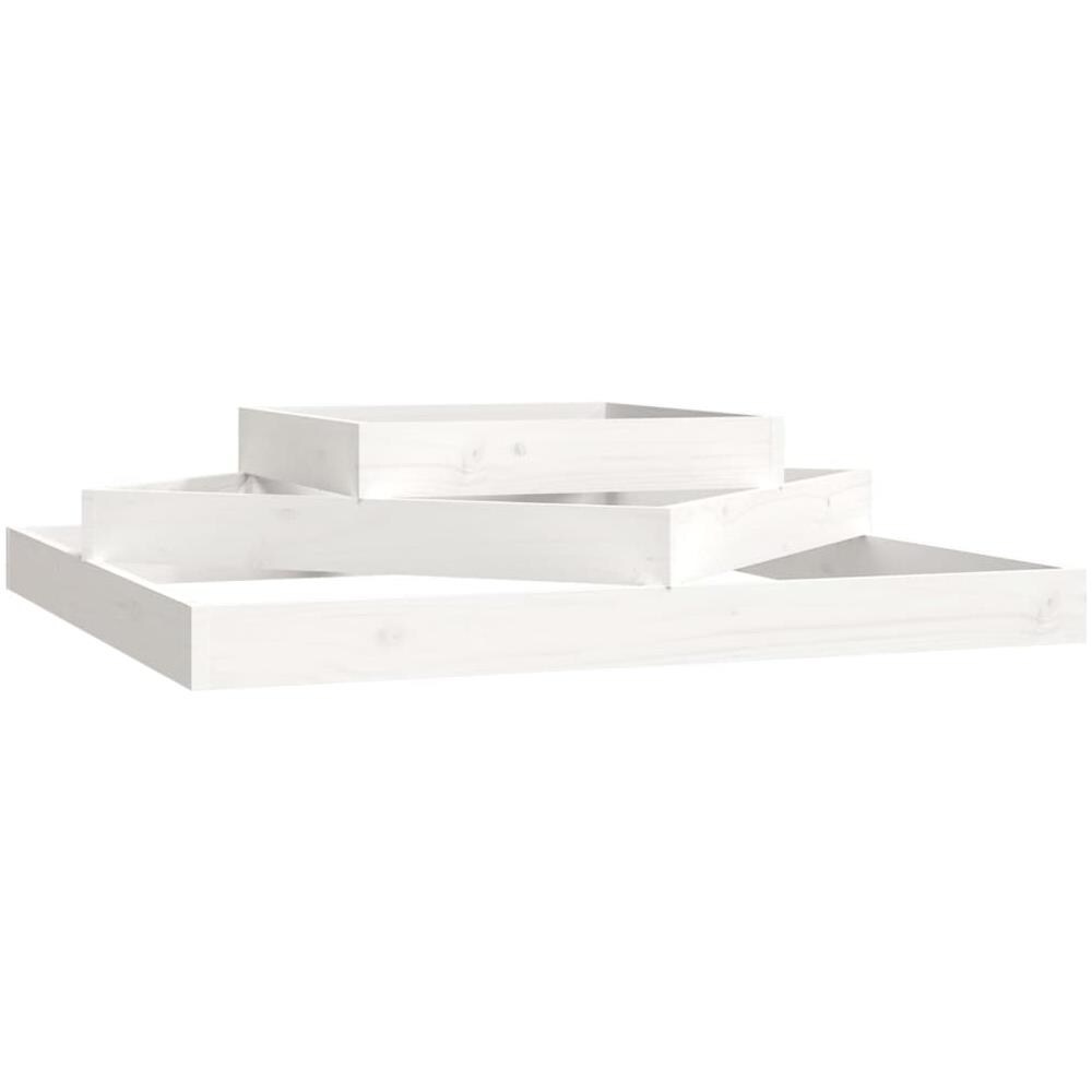 Fioriera Bianca 112x112x27 Cm In Legno Massello Di Pino - Foto 1