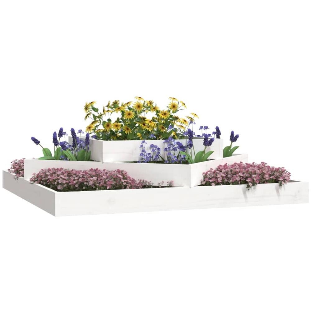 Fioriera Bianca 112x112x27 Cm In Legno Massello Di Pino - Foto 2