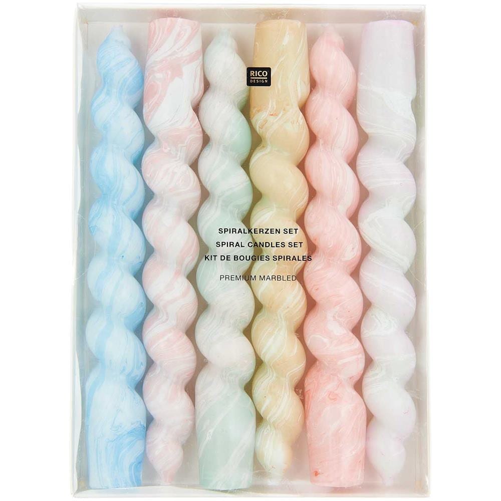 6 Candele A Spirale Marmorizzate Da 18,5 Cm - Foto 1