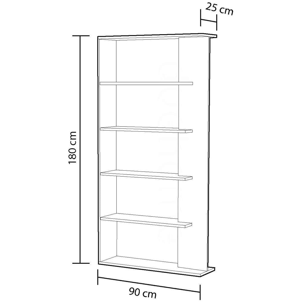 Libreria Columbia, Mobile Portalibri Bifacciale A 5 Ripiani, Scaffale Divisorio Da Ufficio O Cameretta, 90x25h180 Cm, Bianco E Cemento - Foto 4