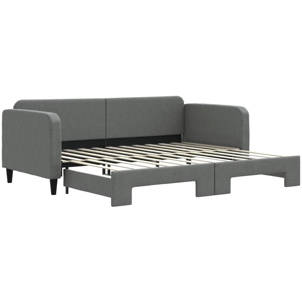 Divano Letto con Letto Estraibile Grigio Scuro 90x200cm Tessuto - Foto 2