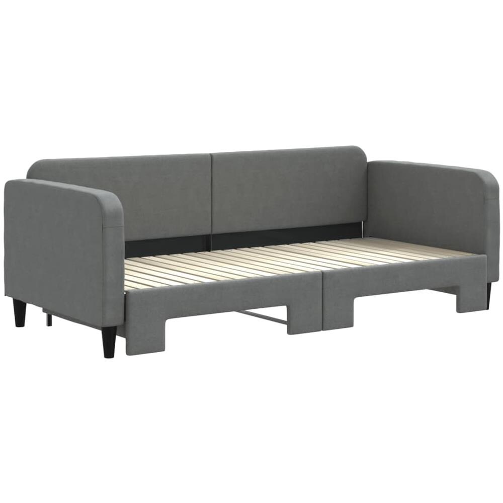 Divano Letto con Letto Estraibile Grigio Scuro 90x200cm Tessuto - Foto 3