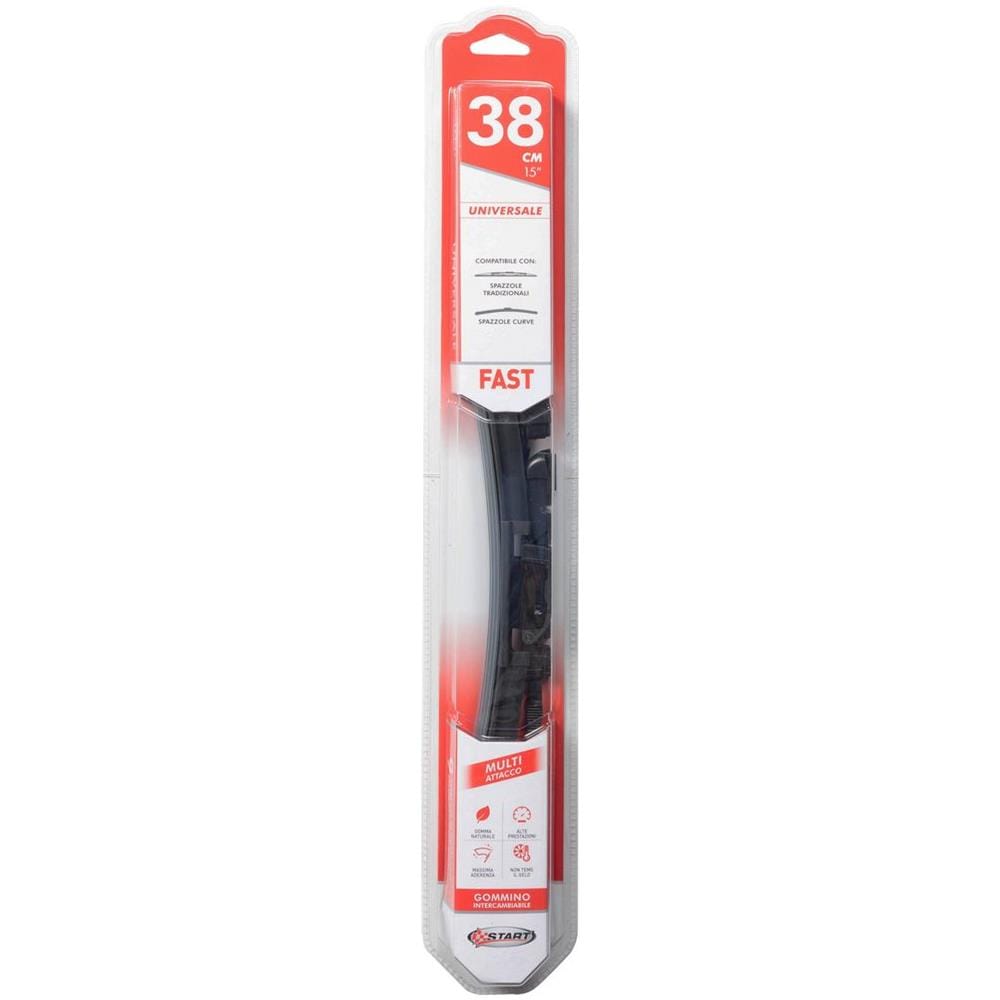 Spazzola Tergicristallo Singola Fast 38 Cm - 15"", Per Spazzole Tradizionali E Curve, Massima Aderenza E Resistenza - Foto 1