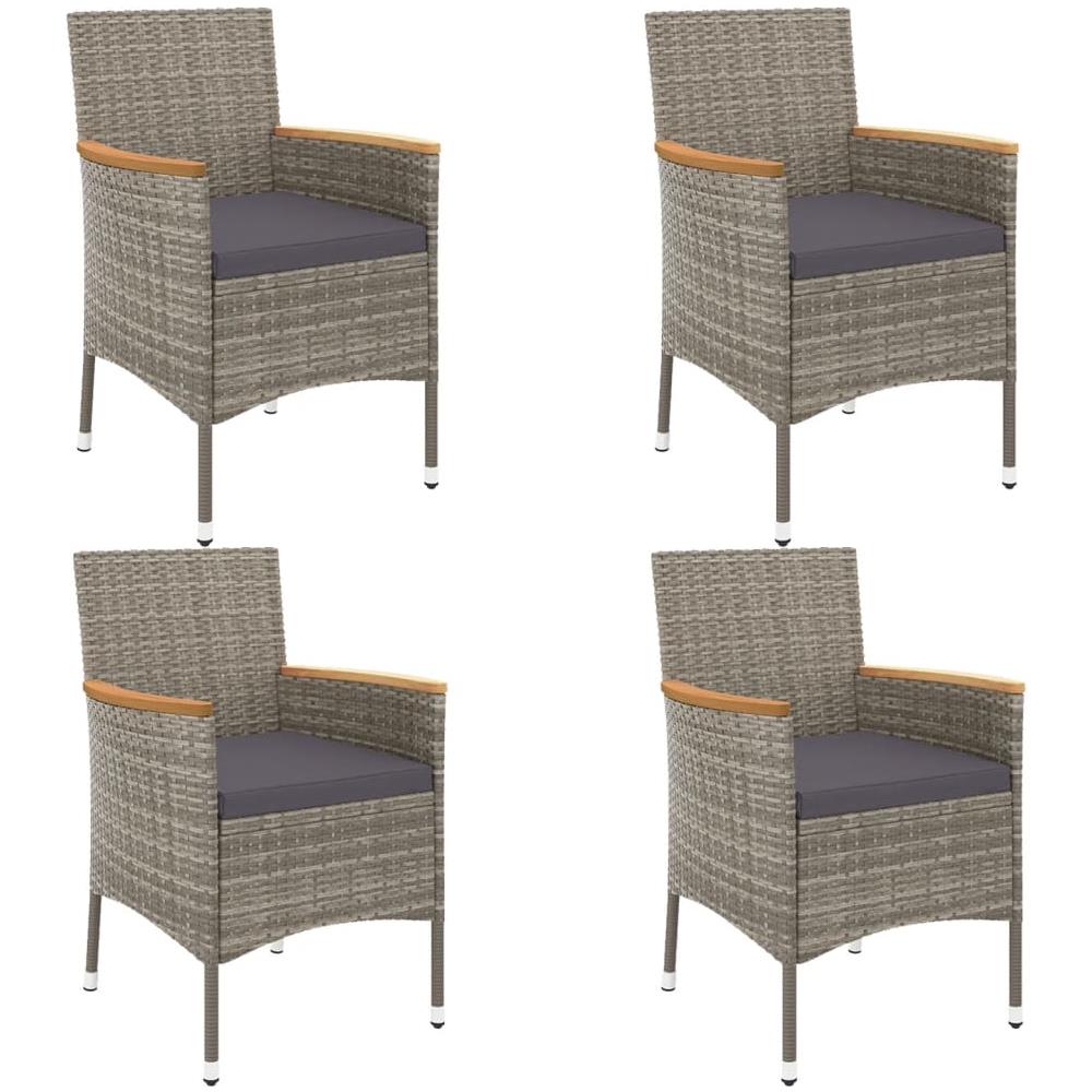 Set Bistrò da Giardino 5 pz con Cuscini in Polyrattan Grigio - Foto 2