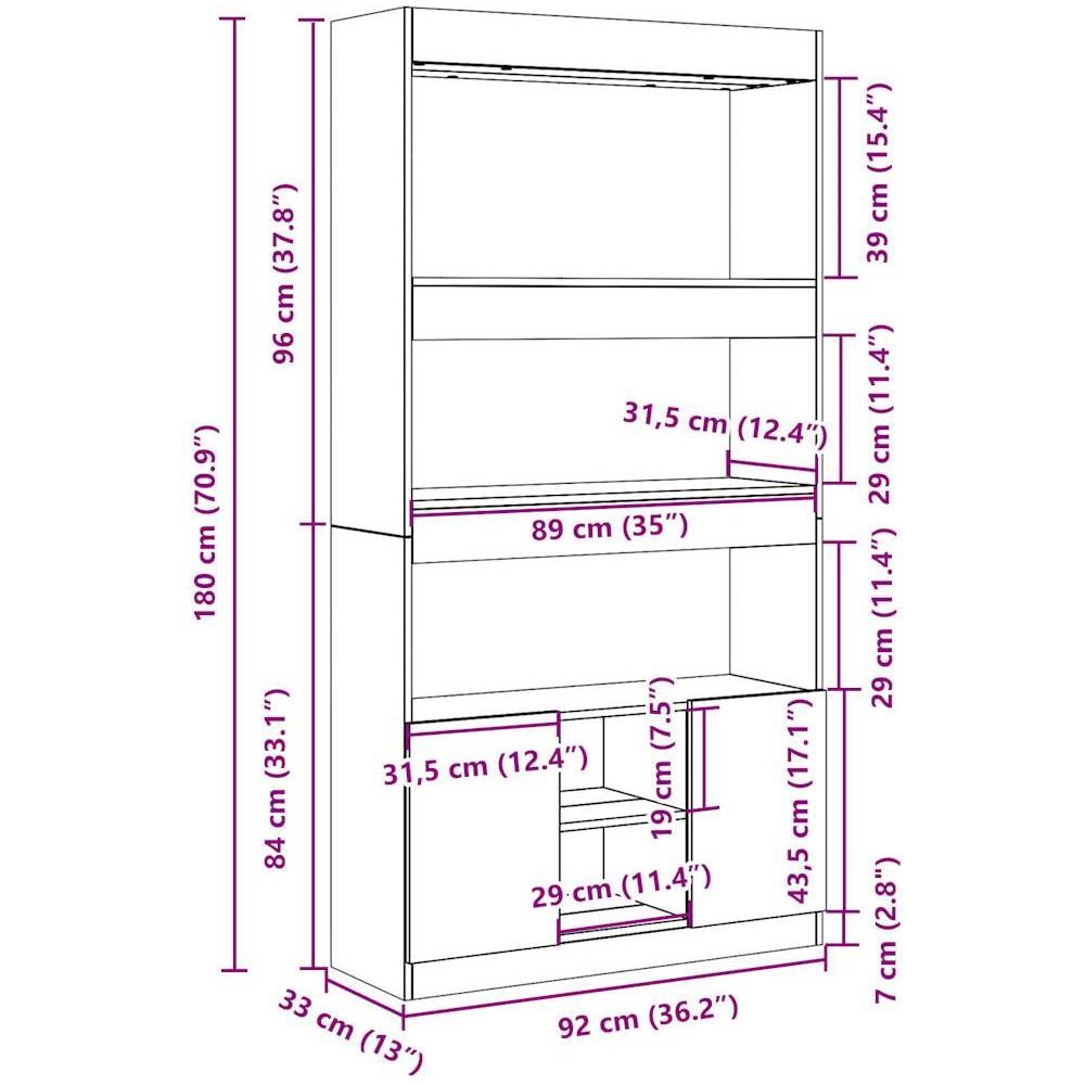 Credenza Grigio Cemento 92x33x180 cm in Legno Multistrato - Foto 10