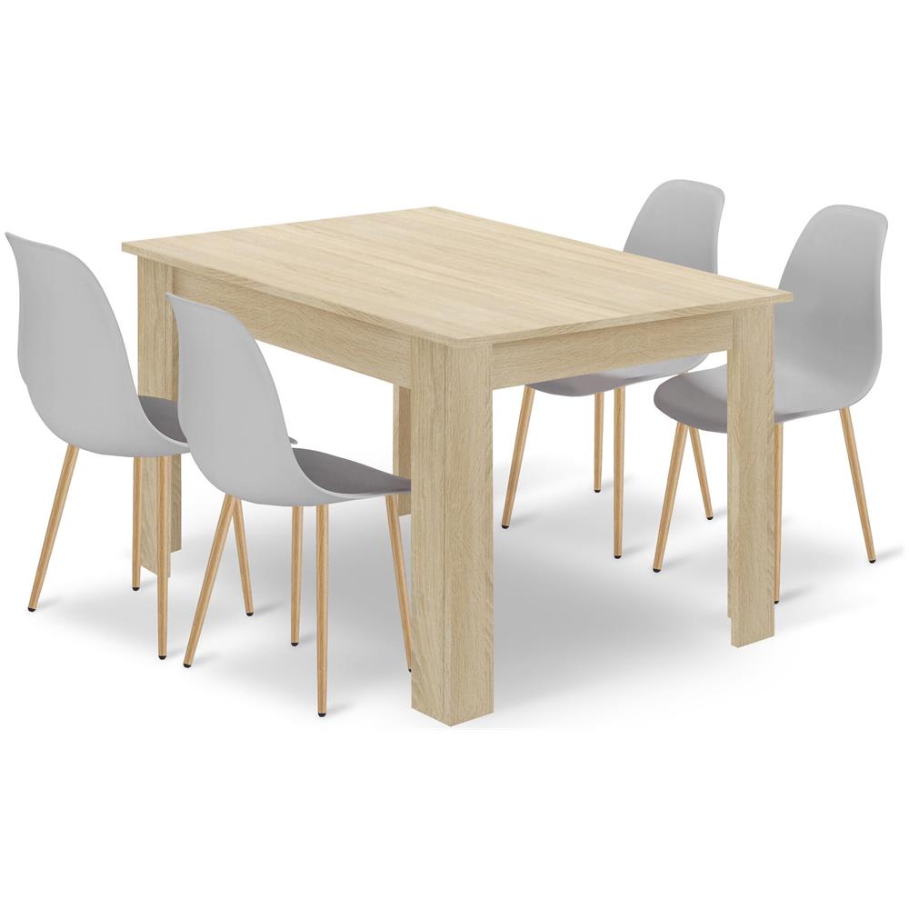 Tavolo NP in rovere Sonoma + 4 sedie WAT grigie per sala da pranzo - Foto 1