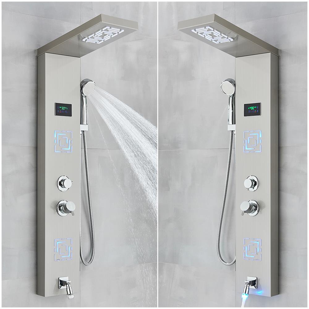 Pannello doccia Blackswan, modello M9007 nichelato con LED, display digitale, bocca e funzioni SPA, misura 114 cm - Foto 4