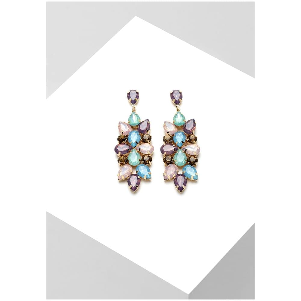 Orecchini Pendenti Floreali con Cristalli Multicolori - Foto 2