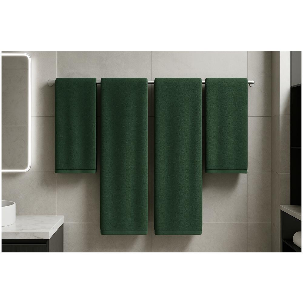 Set di asciugamani DIANA, 4 pezzi - verde bottiglia - 100% cotone - ultra assorbenti ed eleganti - Foto 1