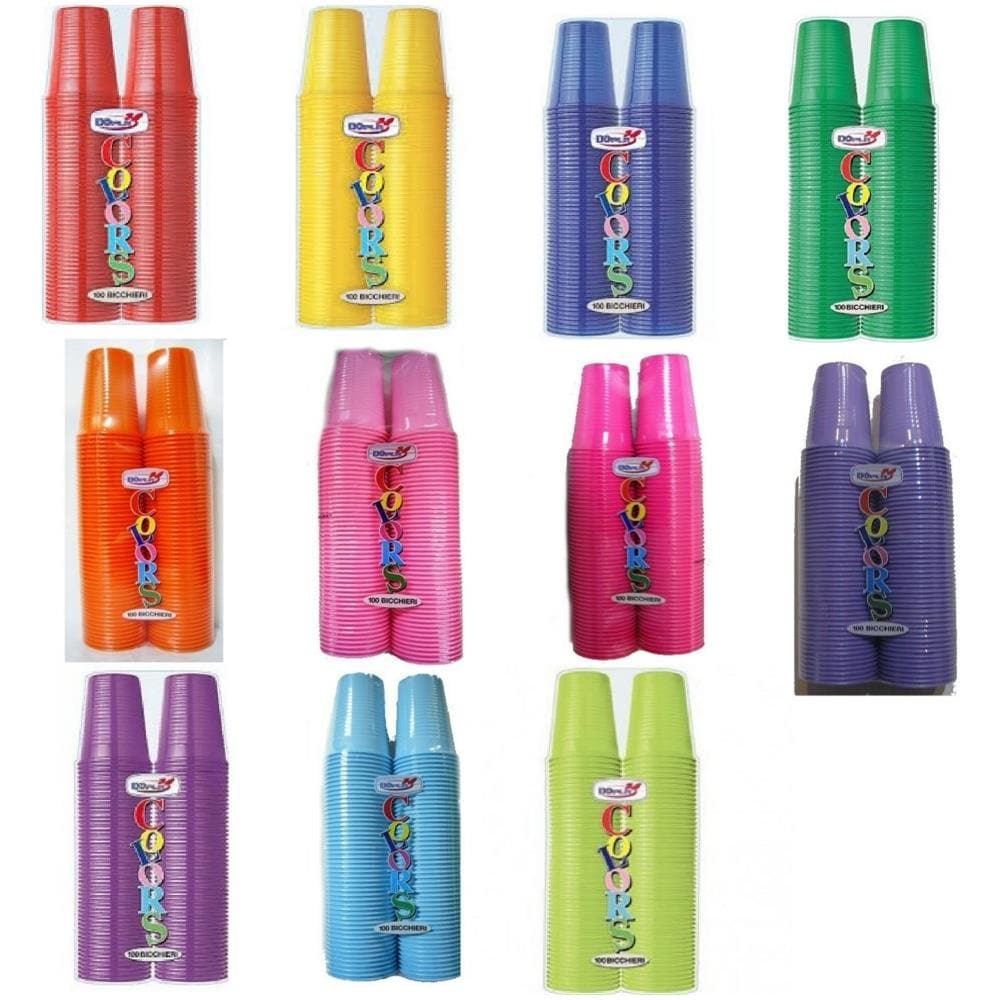 100 Bicchieri Plastica Colorata 200 Cc - Arancio - Foto 1