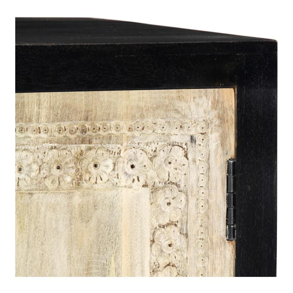 Credenza Intagliata A Mano Grigia 75x35x60cm In Mango Massello - Foto 2