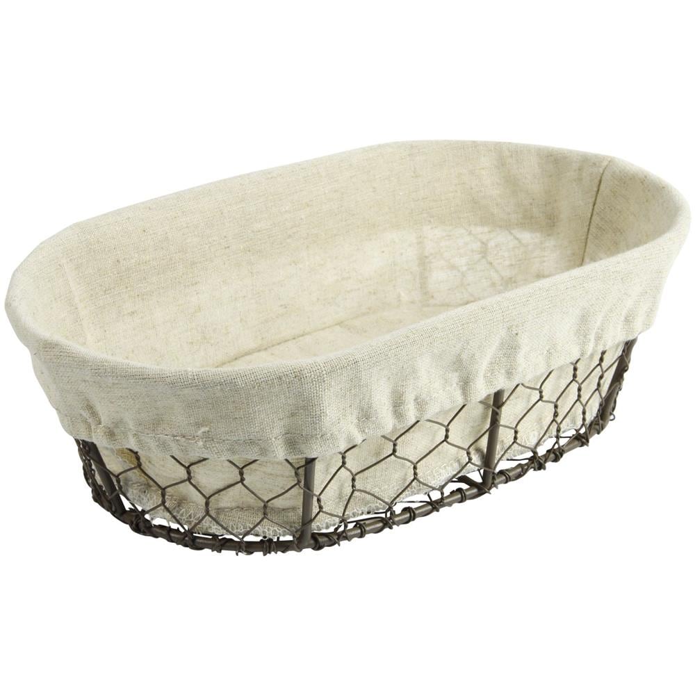 513381 Cestino portafrutta ovale in metallo / Rivestimento in Lino - Foto 1