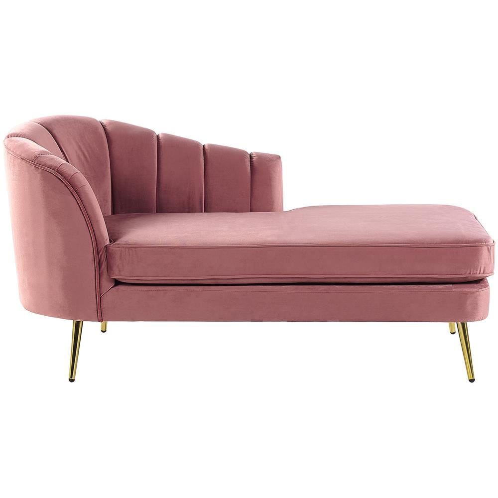 Chaise Longue Sinistra In Velluto Rosa Allier - Foto 1