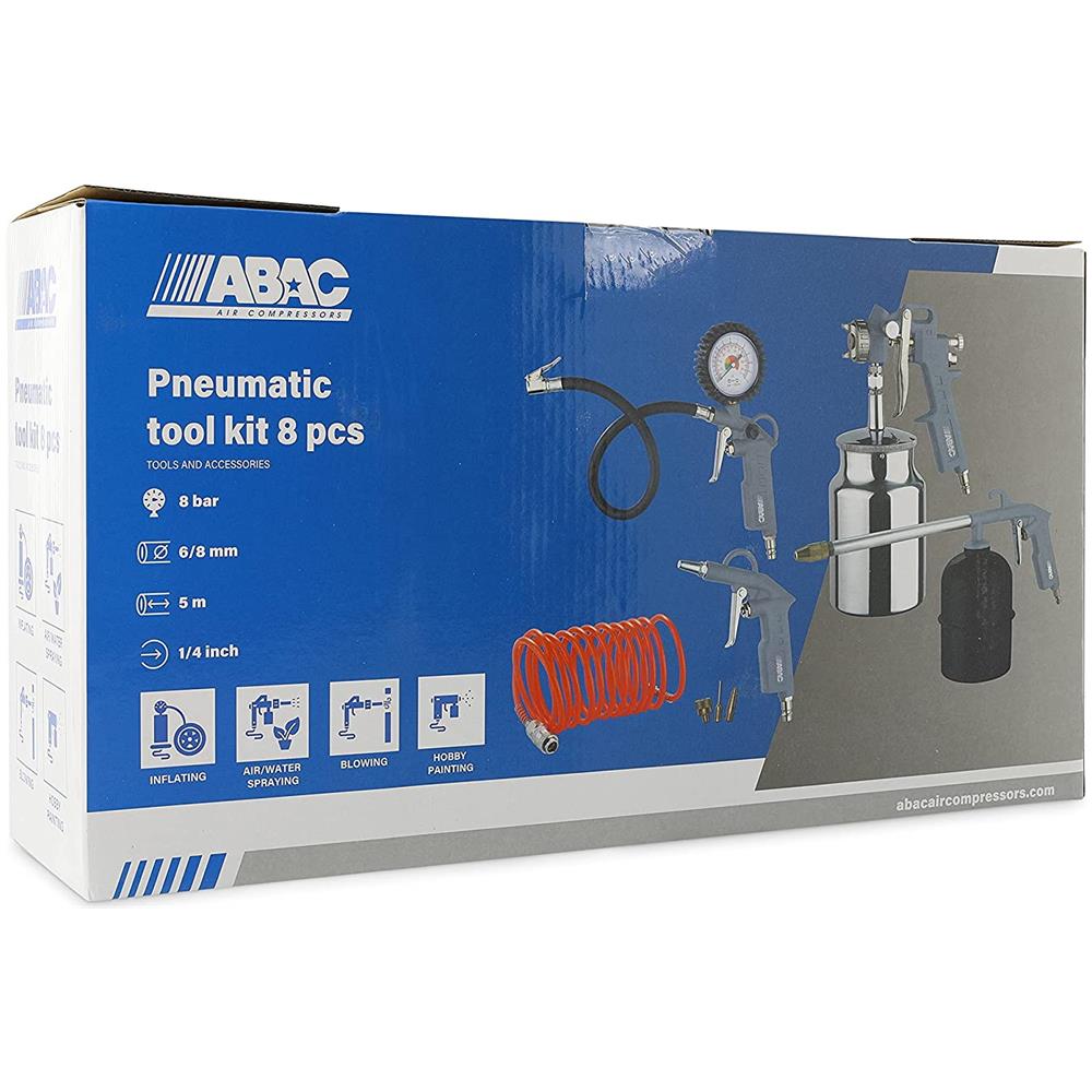 Accessori Compressore 8 Pezzi G-810al (pistola A Spruzzo Di Vernice + Pistola Di Lavaggio + Pistola A Spruzzo + Tubo A Spirale + Gonfiagomme + 3 Punte Di Gonfiaggio)  - Foto 2