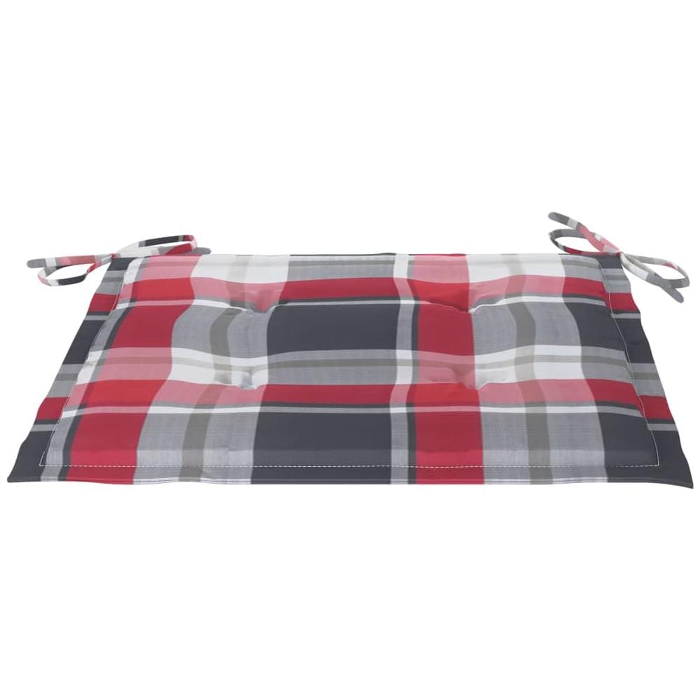 Sedie Giardino 2 Pz Con Cuscino Rosso A Quadri Massello Di Teak - Foto 8