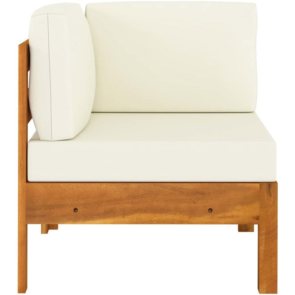 Set Divani Giardino 5 pz Cuscini Bianco Crema in Legno d'Acacia - Foto 8