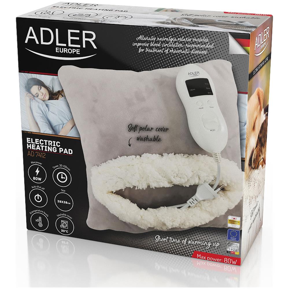 Ad 7412 Cuscino Termoforo 8 Livelli Temperatura, Timer, Spegnimento Automatico, Lavabile 80 W Grigio /bianco - Foto 2