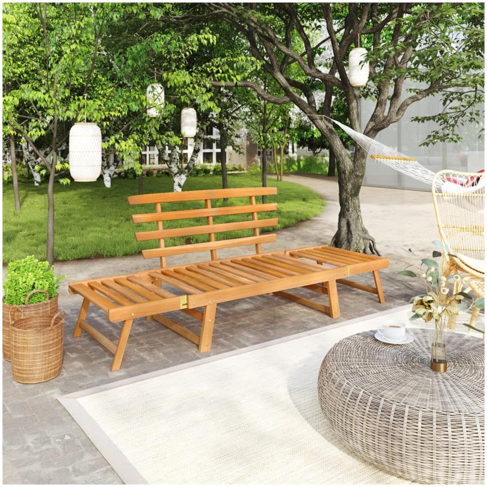 Panca Da Giardino 2-in-1 190 Cm In Legno Massello Di Acacia - Foto 1