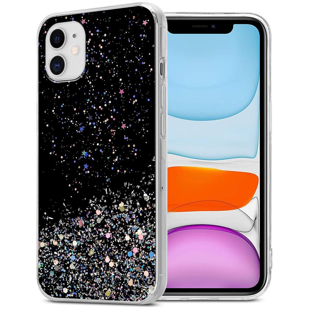 Custodia Compatibile Con Apple Iphone 11 Pro In Nero Con Glitter - Coperchio Protettivo In Silicone Tpu Flessibile Con Glitter Scintillanti - Foto 1