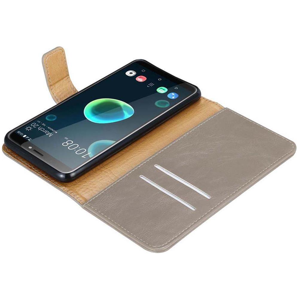 Custodia Compatibile Con Htc Desire 12 Plus In Marrone Cappuccino - Coperchio Protettiva Con Chiusura Magnetica, Funzione Stand E Tasca Per Le Carte - Foto 8