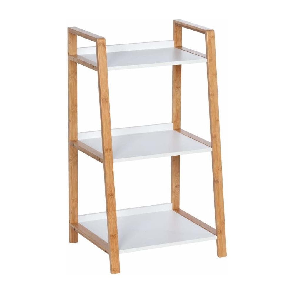 Libreria A Tre Livelli Finja Bianca Con Elementi In Bambù, Wenko - Foto 2