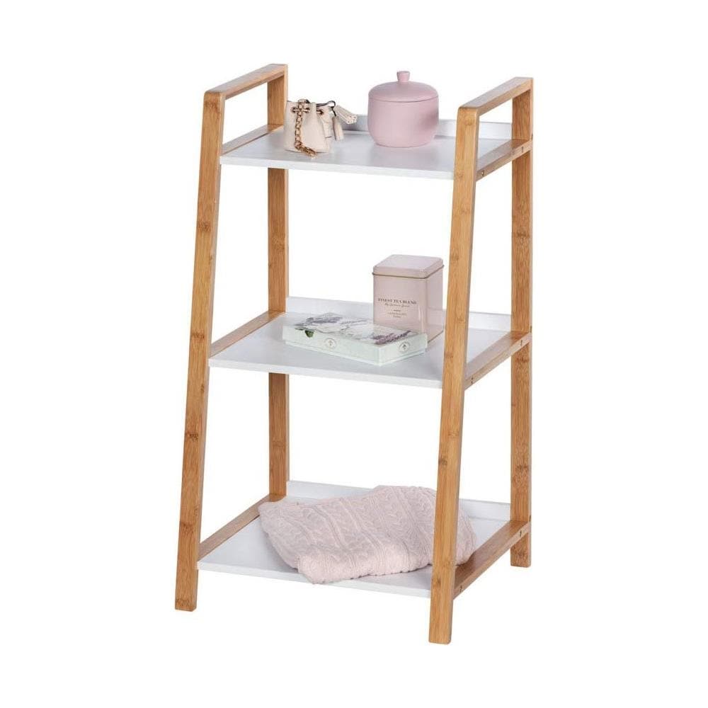 Libreria A Tre Livelli Finja Bianca Con Elementi In Bambù, Wenko - Foto 1